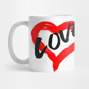 Valentines Day Love Heart in paint brush stroke design Mug